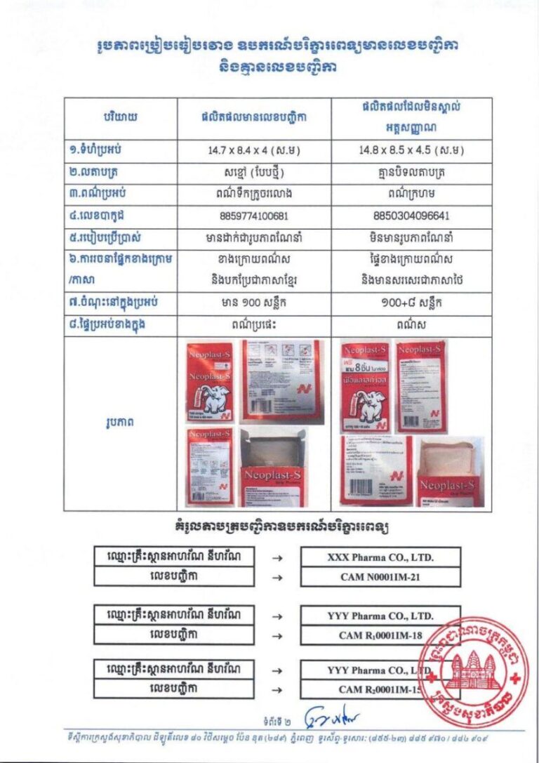 ក្រសួងសុខាភិបាលហាមឃាត់ការចែកចាយឧបករណ៍បរិក្ខាពេទ្យឈ្មោះ Neoplast-S